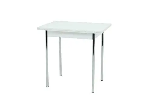 Produktbild: Hela Tische, Küchentisch Esstisch Bonn, Holzwerkstoff melaminbeschichtet, Dekor Weiß, Metallgestell chrom, ausziehbar 90-142x65x74cm