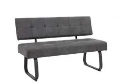 Produktbild: Hela Tische, Sitzbank mit Rückenlehne Luise, Mikrofaser Anthrazit, Metal-Kufengestell Anthrazit, Komfortsitz Federkorb 140x64x90cm