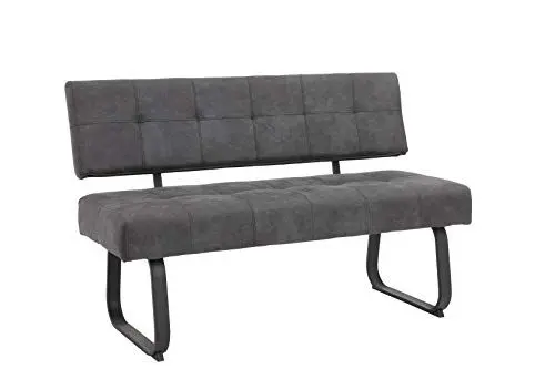 Produktbild: Hela Tische, Sitzbank mit Rückenlehne Luise, Mikrofaser Anthrazit, Metal-Kufengestell Anthrazit, Komfortsitz Federkorb 140x64x90cm
