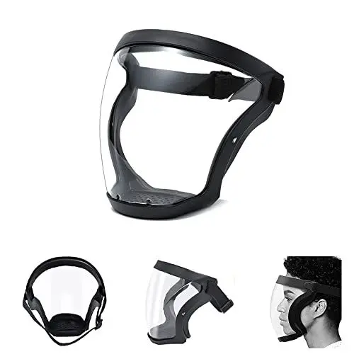 Produktbild: Apomkjoe Super Protective Face Shield - Full Shield Visor, Durable Transparent Face Mask Clear, HD Anti-Fog Reusable Face Protective Cover - for Male Female Adults (Black)