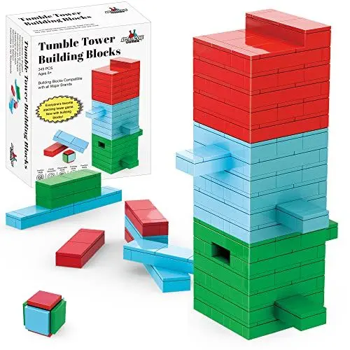 Produktbild: Apostrophe Games Wackelturm Baustein-Set - 349 Teile - Baue Dein eigenes Brettspiel zum Stapeln von Blöcken, Stapelspeil