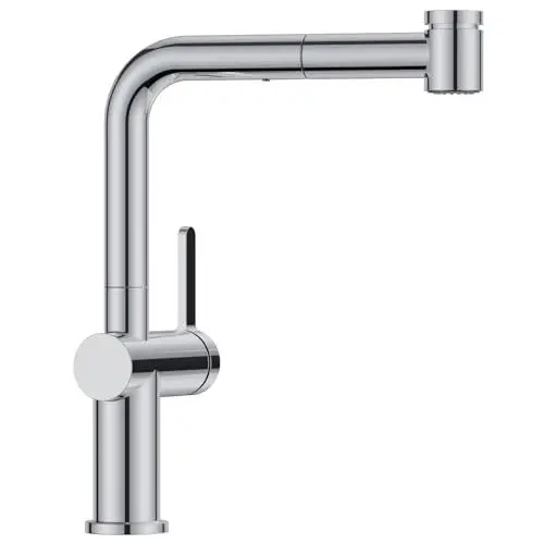 Produktbild: APPASO Wasserhahn Küche, Küchenarmatur Ausziehbar Hochdruck, 360° Drehbar Spültischarmatur mit 2 Strahlarten, Einhand-Mischbatterie Küche aus Zink, Armatur Küche | L-Förmig Chrom