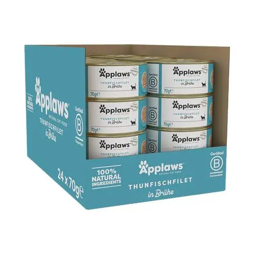 Produktbild: Applaws 100% Natural Thunfischfilet Nassfutter in Brühe für ausgewachsene Katzen - 24 x 70g Dosen