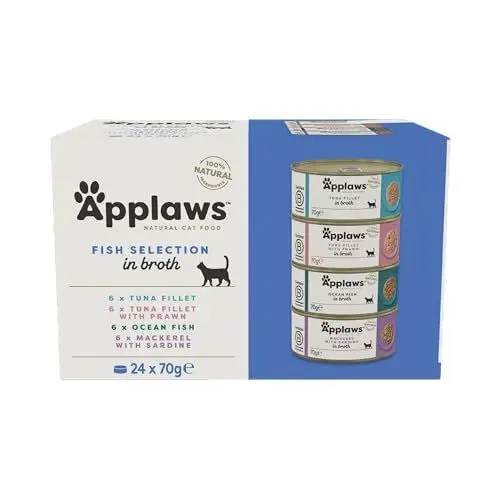 Produktbild: Applaws 100% natürliches Premium-Nassfutter für Katzen, Fischauswahl-Multipack in Brühe - Packung mit 24 x 70g Dosen