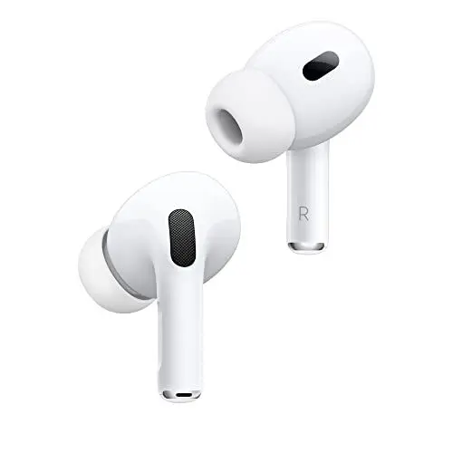 Produktbild: Apple AirPods Pro 2 Kabellose In‑Ear Kopfhörer, Bluetooth Kopfhörer, Aktive Geräuschunterdrückung, Hörhilfefunktion, Transparenzmodus, Personalisiertes 3D Audio, Hi-Fi Sound, H2 Chip, Laden über USB-C
