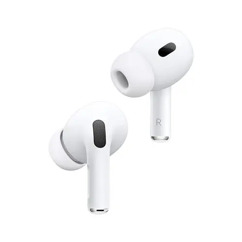 Produktbild: Apple AirPods Pro 2 Kabellose In‑Ear Kopfhörer, Bluetooth Kopfhörer, Aktive Geräuschunterdrückung, Hörhilfefunktion, Transparenzmodus, Personalisiertes 3D Audio, Hi-Fi Sound, H2 Chip, Laden über USB-C