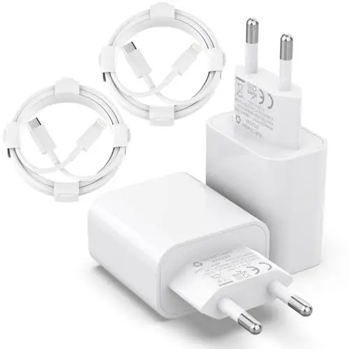 Produktbild: Apple MFi Certified 20W USB C Schnellladegerät für iPhone 14 13 12 11 XS Max, 2 Pack iPhone Ladegerät und iPhone Ladekabel 2M* 2 USB C Netzteil PD3.0 Schnellladekabel iPhone auf Lightning Kabel (2)