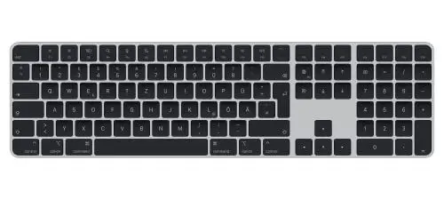 Produktbild: Apple Magic Keyboard mit Touch ID und Ziffernblock: Bluetooth, wiederaufladbar. Kompatibel mit Mac Computern mit Apple Chip·· Deutsch, Schwarze Tasten