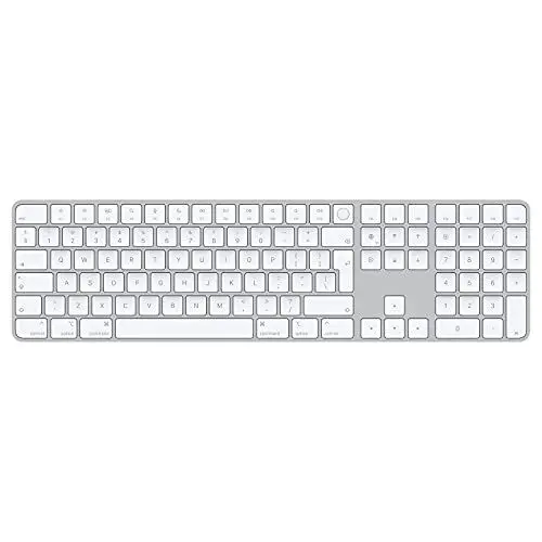 Produktbild: Apple Magic Keyboard mit Touch ID und Ziffernblock: Bluetooth, wiederaufladbar. Kompatibel mit Mac Computern mit Apple Chip·· Englisch (International), Weiße Tasten