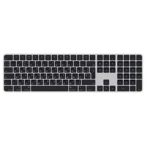 Produktbild: Apple Magic Keyboard mit Touch ID und Ziffernblock: Bluetooth, wiederaufladbar. Kompatibel mit Mac Computern mit Apple Chip·· Ukrainisch, Schwarze Tasten