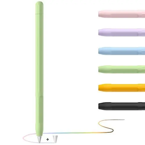 Produktbild: Apple Pencil Hülle Apple Pencil Case, Silikon Schön Weicher Stift Grip Griff mit Ladekappe Kappe und Pen Nib Spitze Schutzhülle (1.Generation, Grün)