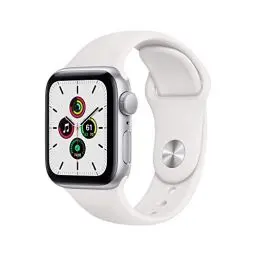 Produktbild: Apple Watch SE 2020 (GPS, 40MM) Aluminiumgehäuse Silber mit Weiß Sportarmband (Generalüberholt)