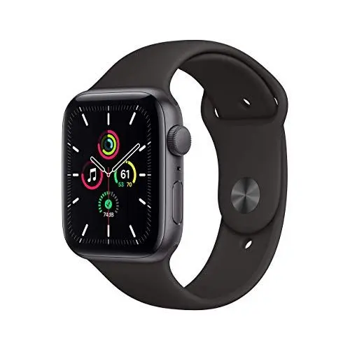 Produktbild: Apple Watch SE 2020 (GPS, 44MM) Aluminiumgehäuse Space Grau mit Schwarz Sportarmband (Generalüberholt)