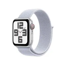 Produktbild: Apple Watch SE (2. Generation) GPS + Cellular 40 mm Smartwatch mit Aluminiumgehäuse in Silber und Sport Loop in Blaue Wolke (One Size). Fitness und Schlaftracker, Unfallerkennung, CO₂ neutral