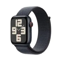 Produktbild: Apple Watch SE (2. Generation) GPS + Cellular 44 mm Smartwatch mit Aluminiumgehäuse in Mitternacht und Sport Loop in Tinte (One Size). Fitness und Schlaftracker, Unfallerkennung, CO₂ neutral