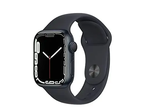 Produktbild: Apple Watch Series 7 (GPS, 41mm) Smartwatch - Aluminiumgehäuse Mitternacht, Sportarmband Mitternacht - Regular. Fitnesstracker, Blutsauerstoff und EKGApps, Always-On Retina Display, Wasserschutz