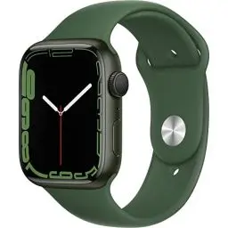 Produktbild: Apple Watch Series 7 (GPS, 45mm) Smartwatch - Aluminiumgehäuse Grün, Sportarmband Klee - Regular. Fitnesstracker, Blutsauerstoff und EKGApps, Always-On Retina Display, Wasserschutz