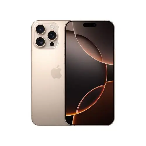 Produktbild: Apple iPhone 16 Pro Max 256 GB: 5G Handy mit Kamerasteuerung, 4K 120 Dolby Vision und einem großen Sprung bei der Batterielaufzeit. Funktioniert mit AirPods, Titan Wüstensand