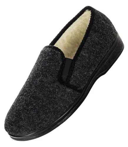 Produktbild: APREGGIO Hausschuhe Herren Winter 45 Größe Schwarz – Filzpantoffeln Herren - Warme Pantoffeln Herren - Winterhausschuhe Herren - Warme Hausschuhe Herren Filz