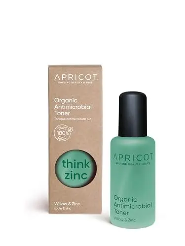 Produktbild: APRICOT® Organic Antimicrobial Toner “think zinc” - Gesichtswasser mit Hyaluron, Weide und Zink, feuchtigkeitsspendendes Gesichtstonikum für sanfte Hautpflege, natürliche Zutaten, Made in Germany