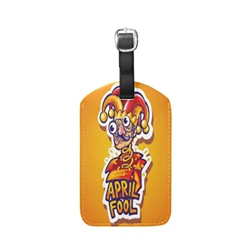 Produktbild: Aprilscherz Joker Cartoon Kofferanhänger mit Adressschild Lustig Leder Gepäckanhänger ID Etikett mit Namenschild für Reise Koffer Tasche(3PACK)