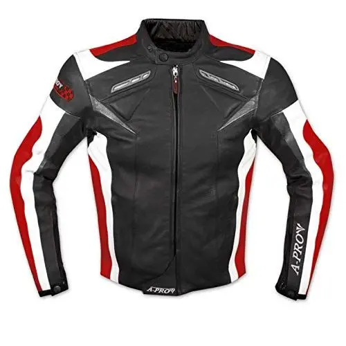 Produktbild: A-Pro Leder Jacke Motorrad Race Sport Rindsleder CE Protektoren Thermofutter Rot XL