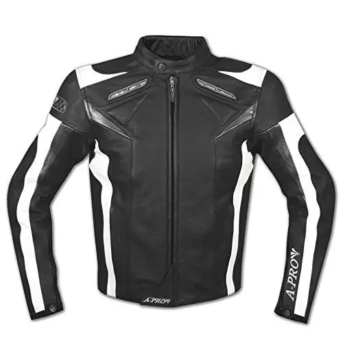 Produktbild: A-Pro Leder Jacke Motorrad Race Sport Rindsleder CE Protektoren Thermofutter Schwarz L