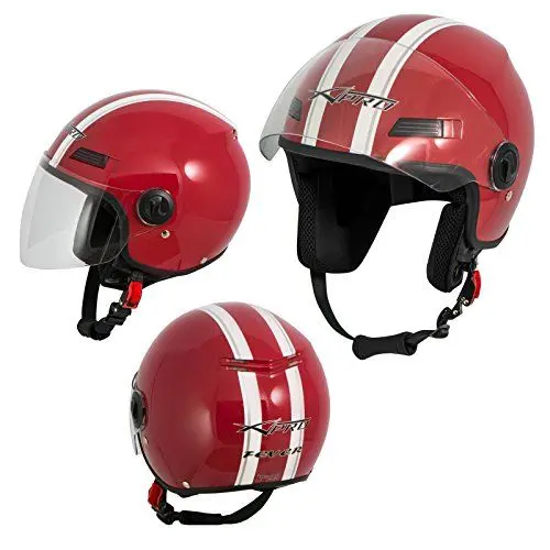 Produktbild: A-Pro Motorradhelm Motorrad Roller Offenes Jet Helm Viser ECE 22-06 Rot M