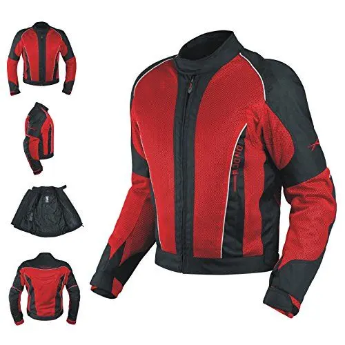 Produktbild: A-Pro Textiljacke Atmungsaktiv Mesh Durchloechert Motorrad Protektoren Rot L