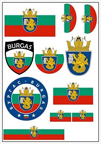 Produktbild: aprom Burgas Bulgarien Aufkleber Karte Sticker-Bogen - PKW Auto Fahne Flagge Decal 17x24 cm - Viele Motive