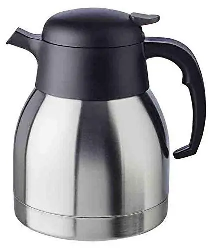 Produktbild: APS 10910 Isolierkanne „Classic“, 1 Liter, Kaffeekanne mit Drehverschluss, Ø 14 cm, H: 19 cm, doppelwandiger Edelstahl, für heiße und kalte Getränke, nicht spülmaschinengeeignet, ca. 8 Tassen