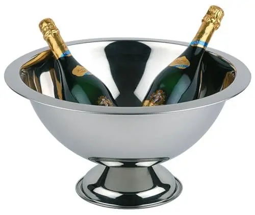 Produktbild: APS 36046 Champagnerkühler, Flaschenkühler, Edelstahl, hochglanzpoliert, Rand matt poliert, Ø 45 bzw. 21 cm, Höhe 23 cm, Fassungsvermögen 12 Liter