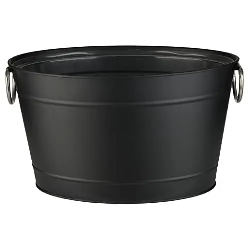 Produktbild: APS 36101 TIN Verzinkte Metall Getränkewanne mit Kunststoffeinsatz und soliden Ring-Griffen, 40 x 28 x 22 cm, Fassungsvermögen: 11 Liter…