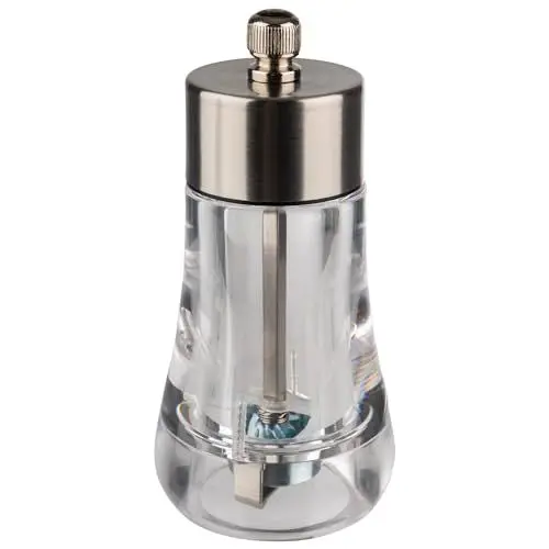 Produktbild: APS 40580 Pfeffermühle, Gewürzmühle aus Acryl und Edelstahl mattiert, Mahlwerk aus Carbonstahl, Mahlgrad stufenlos einstellbar, Ø 6 cm, Höhe 13 cm