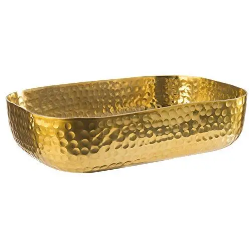 Produktbild: APS 40693 Schale, 23 x 15,5 cm, H: 6 cm, Aluminium, Gold-Look, gehämmerte Oberfäche