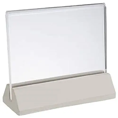 Produktbild: APS 71496 Kartehalter, 2tlg. Element , Tafelhalter, Menühalter, Tischschild, Fuß aus Beton, Halter aus Acryl, 4,5 x 11,5 cm, 10 cm Höhe Transparent
