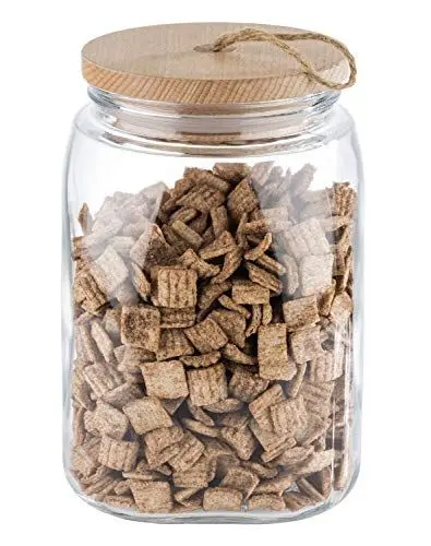 Produktbild: APS 82257 WOODY Glas Kanister mit Holzdeckel mit Silikon-Dichtung, 14 x14 x 21, 5 2.5 ltr.