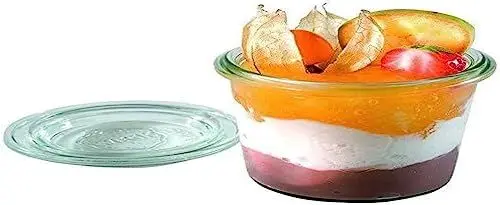 Produktbild: APS 82312 Original 12er Set WECK Gläser 140 ml mit Deckel, Ø 6 cm, H: 7 cm, Mini-Sturzform mit Glasdeckel, Einmachglas, Dekoglas, Dessertglas, Vorratsglas, spülmaschinengeeignet, GH387, Transparent