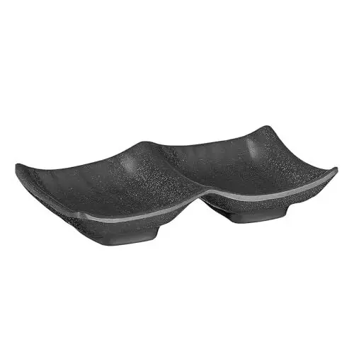 Produktbild: APS 83949 Schale ZEN, 14 x 9 cm, Höhe 2,5 cm, 2x 50 ml, Melamin, schwarz, Steinoptik