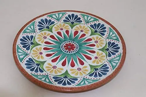 Produktbild: APS 84685 Teller „Arabesque“, Melamin Teller 26,5 cm Durchmesser, Höhe 2 cm, Innen Dekor: Spanisches Design, Außen Dekor: Terrakottaoptik