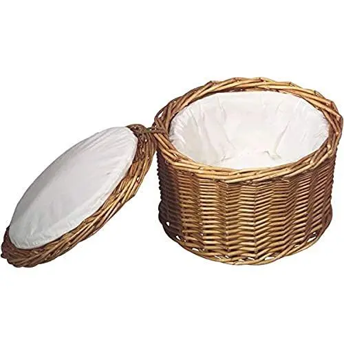 Produktbild: APS 30299 Eierkorb, hellbeiges Eikörbchen, Eierbehälter, stabile Vollweide, für ca. 20 Eier, hält den Inhalt durch das Stoff-Futter lange warm, Durchmesser 26 cm, Höhe 17 cm, Beige
