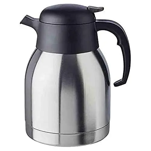 Produktbild: APS Isolierkanne „Classic“, Kaffeekanne mit Drehverschluss, Ø 14 cm, H: 19 cm, doppelwandiger Edelstahl, für heiße und kalte Getränke, nicht spülmaschinengeeignet, 12 Tassen/1,5 Liter