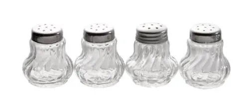 Produktbild: APS Ministreuer, Salz - und Pfefferstreuer, 4er Set Glas- Ministreuer mit Edelstahldeckel für Salz und Pfeffer, 3,5 x 3,5 cm, Höhe 4 cm