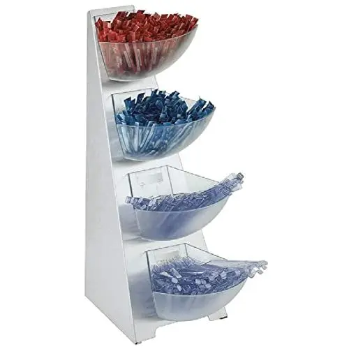 Produktbild: APS Multi-Rack, Küchenregal, Gestell, Portionsschütte, Portionsspender, Dispenser, 18/0 Edelstahl, Volumen pro Schütte 1 Liter Inhalt, 4-stufig