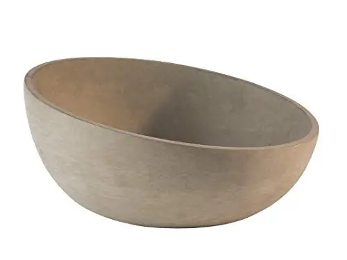 Produktbild: APS Schale „Element“ – Hochwertige Schale aus Beton mit möbelschonender Unterseite – Stapelbar und mit der Abmessung Ø: 29,5 x H: 8,5 cm / 14,5 cm für 2,5 Liter, rund und abgeschrägt