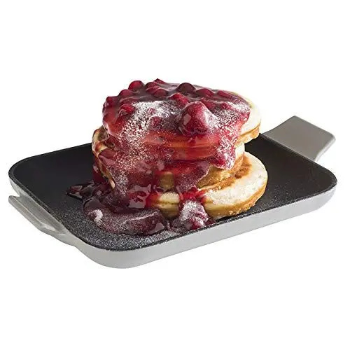 Produktbild: APS 88223 Servierpfännchen „Cast Iron“ - Gusseisen emailliert, eckig, B x T x H: 16 cm x 13 cm x 2 cm, stapelbar, Backofen geeignet, Schale, Grau