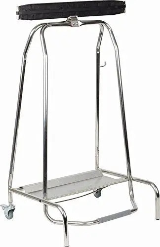 Produktbild: APS Tret-Beutelhalter, handkontaktloser Mülleimer mit Trittmechanismus, Trittmülleimer mit 2 Lenkrollen, geeignet für Müllbeutel bis 120 Liter, BxTxH: 59 x 43 x 96 cm, Edelstahl
