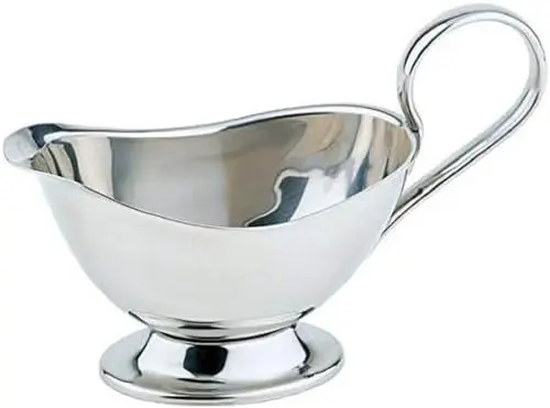 Produktbild: APS hochwertige Edelstahl-Sauciere, Weihnachtsessen, Braten-/ Dessertsoße, Tafelgeschirr, für 250 ml, 16 x 7,5 cm, H: 9 cm
