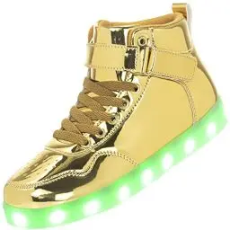 Produktbild: APTESOL Unisex LED Leucht Schuhe High-Top Licht Blinkt Sneaker USB Aufladen Shoes für Damen Herren (Gold,37)