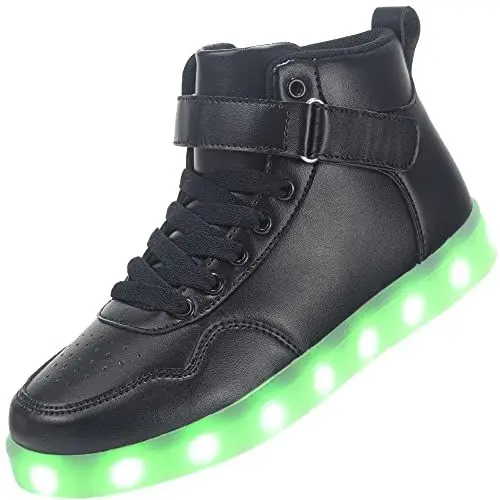 Produktbild: APTESOL Unisex LED Leucht Schuhe High-Top Licht Blinkt Sneaker USB Aufladen Shoes für Damen Herren (Schwarz,41)